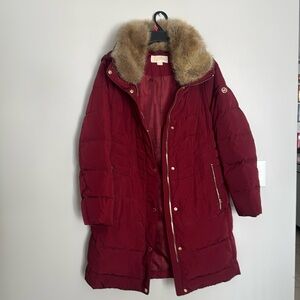 Size Large Michael Kors Red down filled winter coat - like new